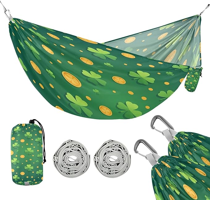 Hammocks for Outside St.Patricks Day Elements Camping Hammock Portable Hammocks with Tree Straps and Carry Bag Camping Accessories for Hiking Beach Outdoor