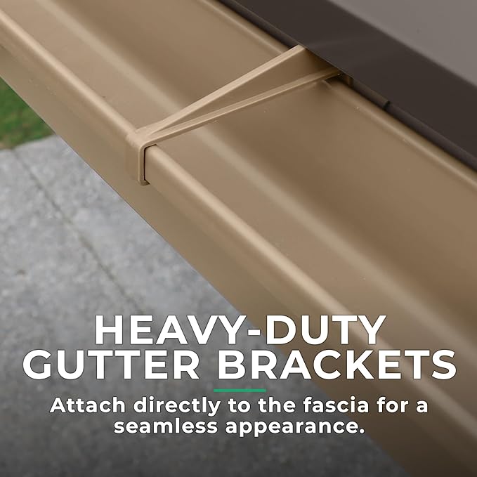 Yardistry 12 x 20 Meridian Gazebo Rain Gutters, Complete Gutter System with 4 Down Spouts for Meridian Gazebo