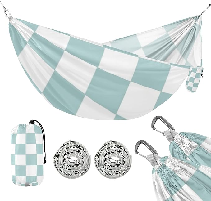 Green and White American Plaid 330lb Capacity Hammocks with Hanging Rope Indoor Hammock for Outside Beach Patio Garden Bases para hamacas para adultos