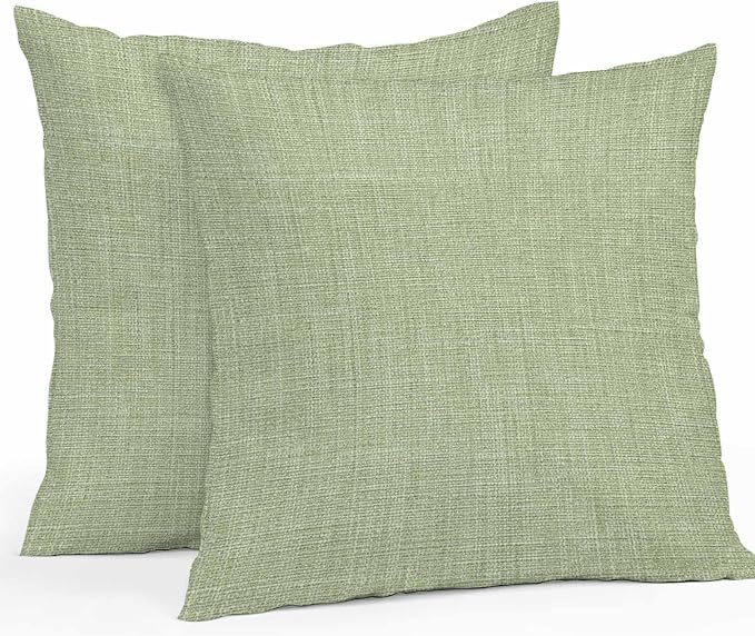 Pack of 2 Waterproof Outdoor Pillow Covers 26x26 Inch Decorative Pillow Covers Vintage Sage Green Throw Pillowcases Farmhouse Retro Beige Solid Color Outdoor Cushion Cover for Couch, Patio, Tent