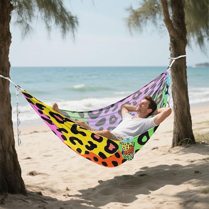 Colour Leopard Print 330lb Capacity Hammocks Swing Hammock for Outside Patio Garden hamaca de Algodon para Jardin