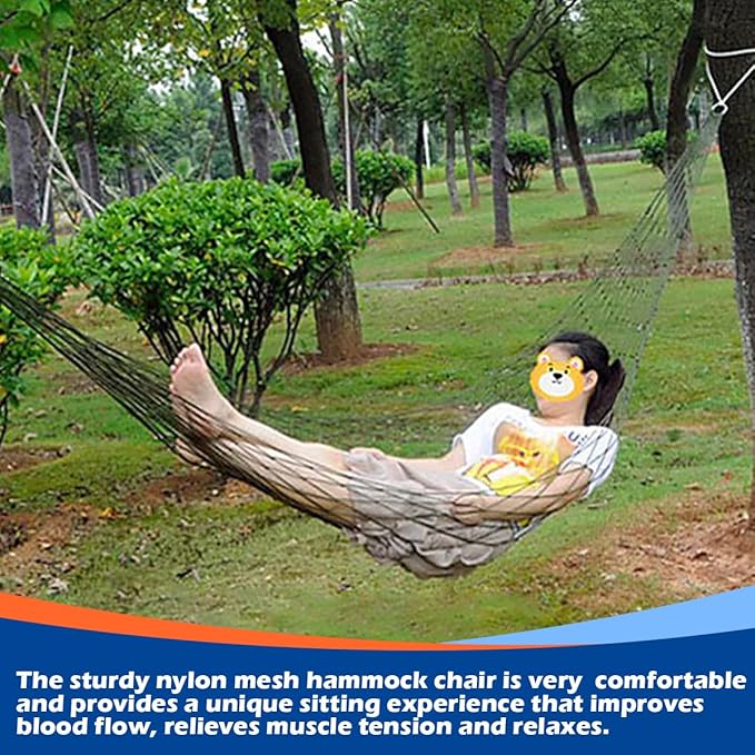 Swing Hanging Rope Hammock, Nylon Hanging Hammock, Sleeping Net Bed for Outdoor Camping (Green)
