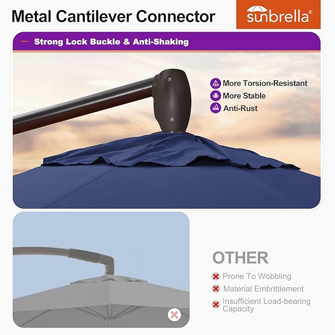 PURPLE LEAF 10' X 10' Cantilever Patio Umbrella with 360-degree Rotation Aluminum Round Outdoor Offset Hanging Umbrella for Patio Pool, Spectrum Indigo