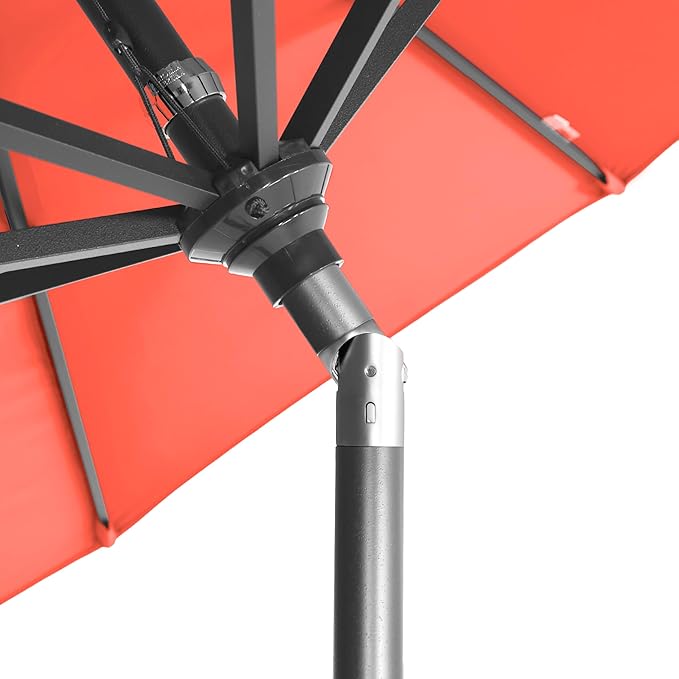 California Umbrella 12-Year-Non-Fading, 9Ft Premium Sunbrella Patio Umbrella, Hand-Crank, Button-Tilt, Gray Frame, Melon Fabric