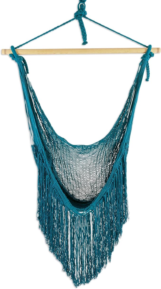 Novica Handmade Sea Breezes in Teal Cotton Hammock Swing