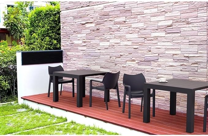 Compamia Vegas 55" Extendable Patio Dining Table in Black, Commercial Grade