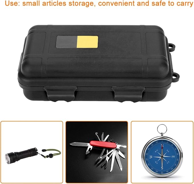 Cyrank Waterproof Storage Box,Shockproof Storage Container Outdoor Storage Box for Camping, Boating, Outdoor Survival 3 Colors 2 Sizes(Small-Black)