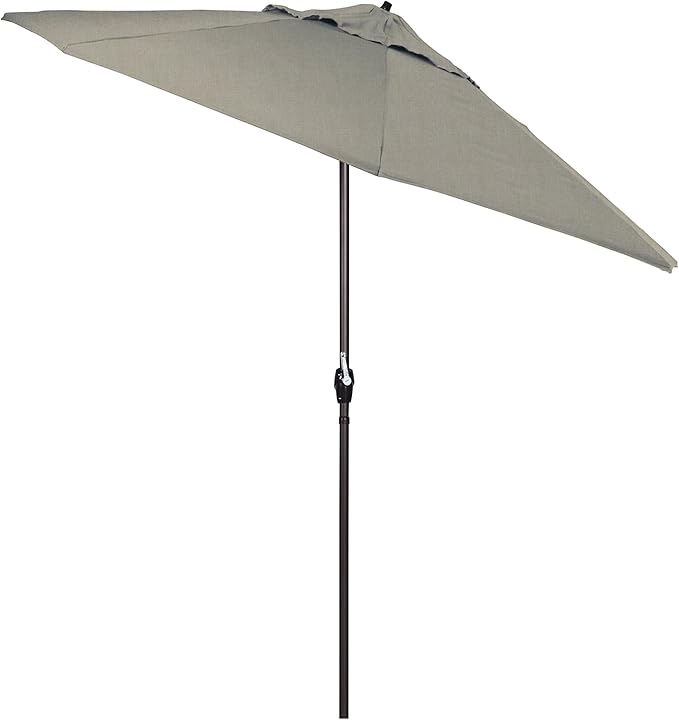 California Umbrella 7.5' Round Sunbrella Aluminum Outdoor Deck, Pool or Patio Umbrella, Crank Lift, Auto Tilt, Bronze Pole, Dove
