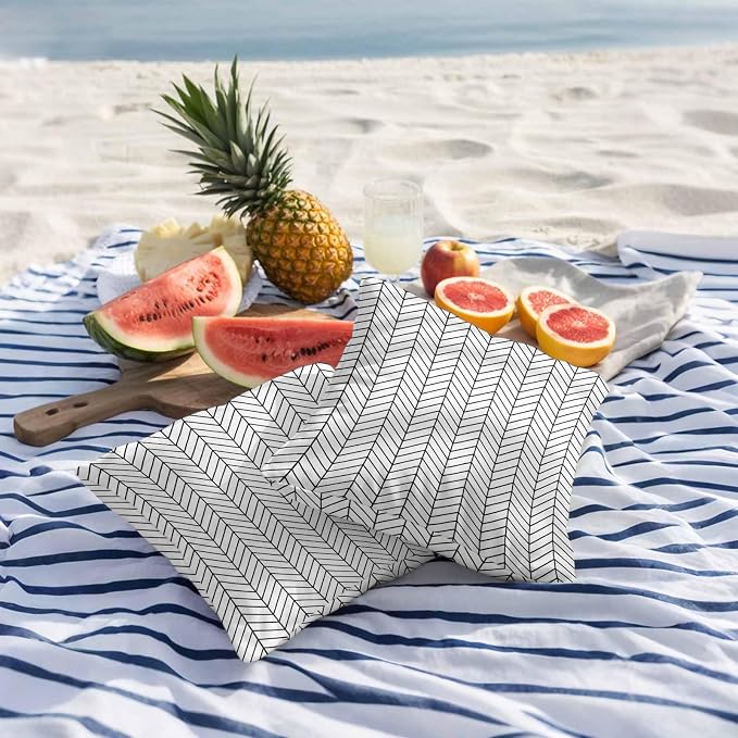Outdoor Waterproof Throw Pillow Covers Set of 2 Black White Chevron Stripes Pillowcases 18x18 Inches Modern Geometric Texture Decorative Pillows Cushion Case Patio Pillows for Couch Bed Chair Garden