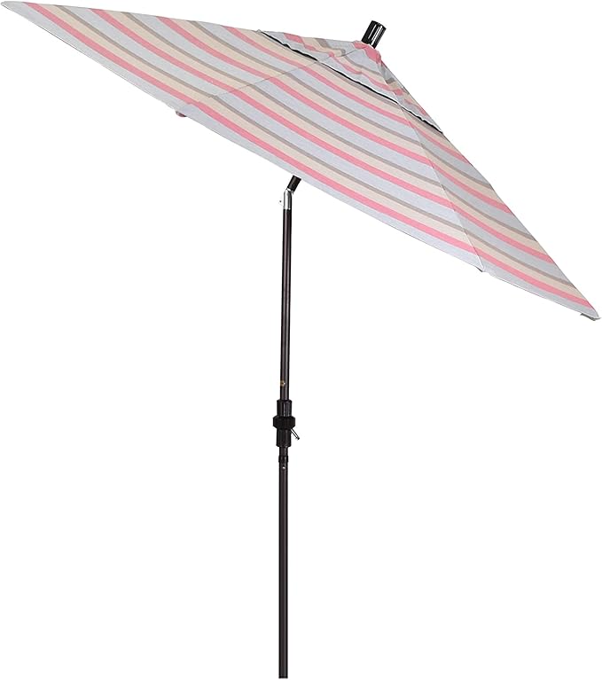California Umbrella 9' Round Aluminum Market Umbrella, Crank Lift, Collar Tilt, Bronze Pole, Sunbrella Spectrum Cilantro