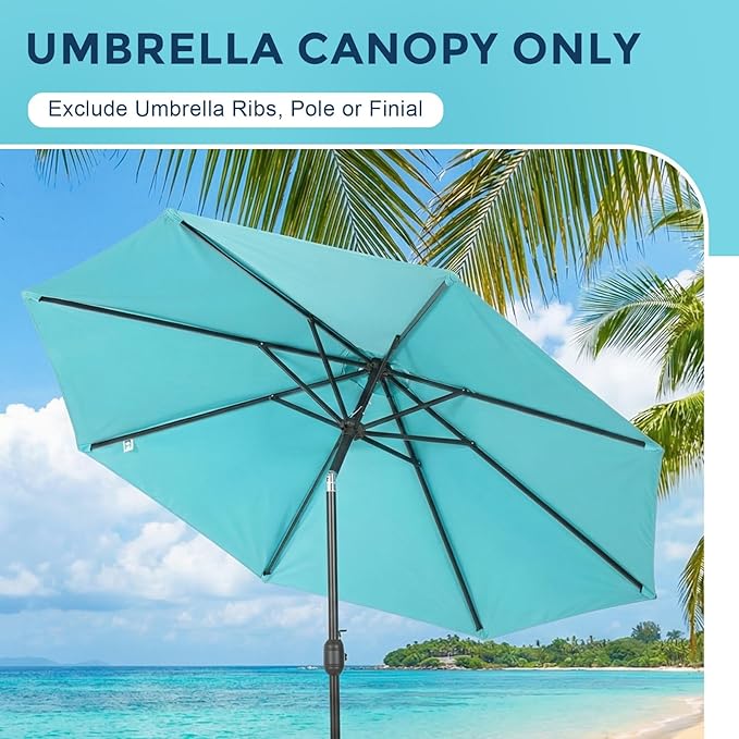 COWVIE Umbrella Canopy Replacement for 8 Ribs Patio Umbrella, Outdoor Table Parasol Replacement for Yard, Canopy Only