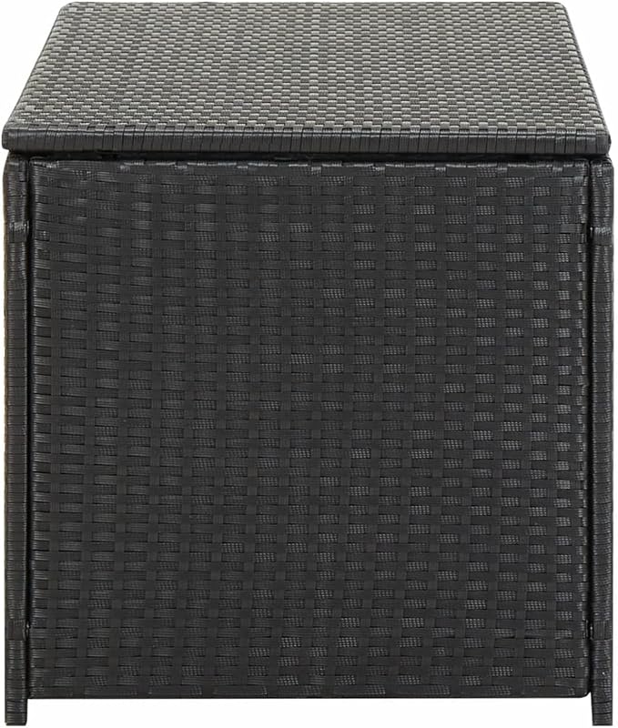 REWIS Patio Storage Box Deck Storage Box Outdoor Storage Cabinet Waterproof Storage Containers Storage Outdoor Poly Rattan 39.3"x19.6"x19.6" Black