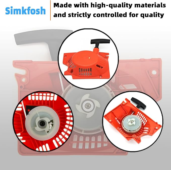 Double Spring Recoil Easy Recoil Pull Starter Assembly Replacement Parts Fit for 45cc 52cc 58cc Gasoline Chainsaw for Chainsaw 4500 5200 5800