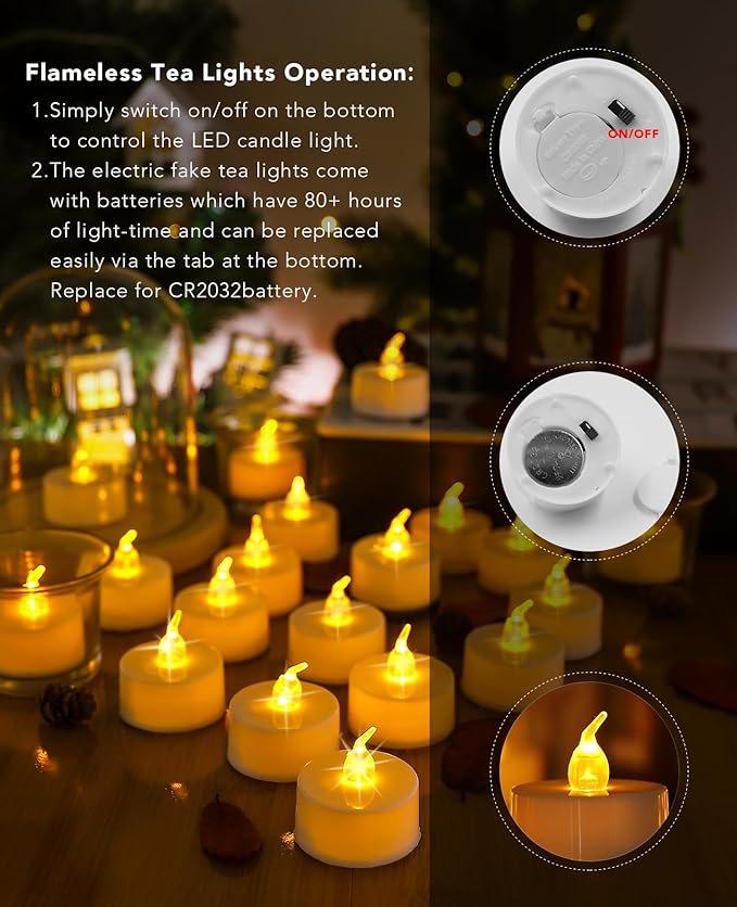 AceList 30 Set Luminaries Bag with Flameless Candles, Flickering LED Tea Lights with Paper White Luminary Bags Battery Operation for Party, Halloween, Christmas Decoration (Nativity, Bag+Candle)
