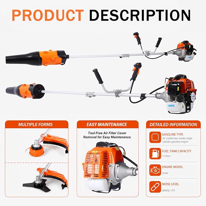 52cc Gas Weed Eater - Heavy Duty Weed Wacker Gas Powered & Brush Cutter 3-in-1-18" Gas String Trimmer for Lawn Care - (3 in 1)