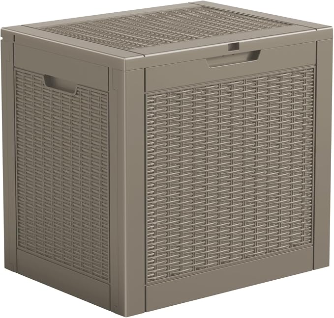 Resin Deck Box - 35 Gallon Lockable Outdoor Storage, Water-Resistant Indoor/Outdoor Bin for Package Delivery, Patio Cushions, Gardening Tools