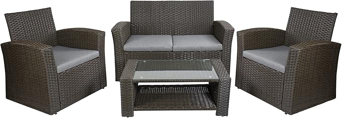 4-Piece Georgetown Resin Wicker Outdoor Patio Conversation Set with Cushions