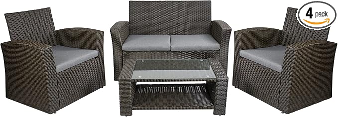 4-Piece Georgetown Resin Wicker Outdoor Patio Conversation Set with Cushions