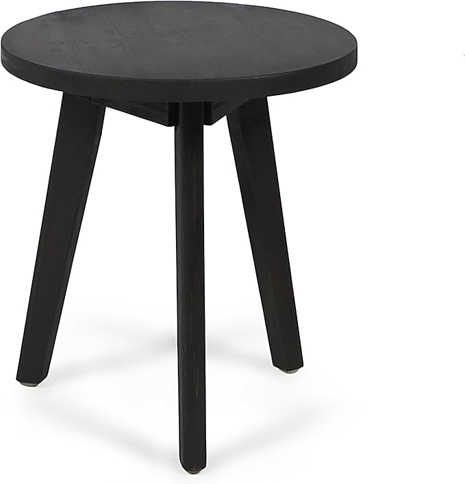 Great Deal Furniture Indoor Farmhouse Acacia Wood Side Table, Dark Gray Finish