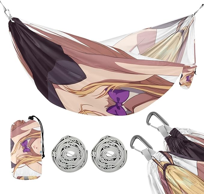 Anime Girl Outdoor Hammock with Portabl Carry Bag Swing Hammock for Indoor Outdoor Patio
