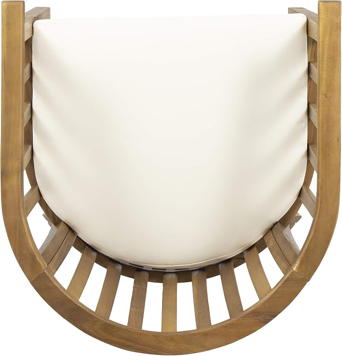 Merax Patio Armchairs Set of 2 Acacia Wood Outdoor Dining Chairs with Curved Back & Armrest & Water-Resistant Cushions for Porch Deck Garden Backyard, Teak Finish