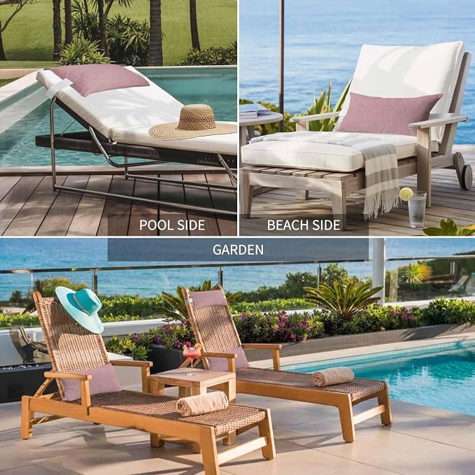 Pink Outdoor Lumbar Pillows 12x20 Set of 2, Farmhouse Burlap Solid Pink Color Modern Linen Texture Waterproof Throw Pillow Covers with Insert, Decorative Support Pillows for Lounge, Chaise