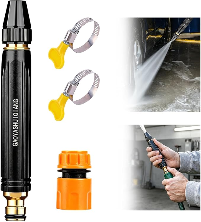 Home High-Pressure Car Wash Water Gun with Booster Nozzle, Powerful High-Pressure Water Gun for Car Cleaning, Garden Hose Pressure Booster, 3 Adjustable (1Set)