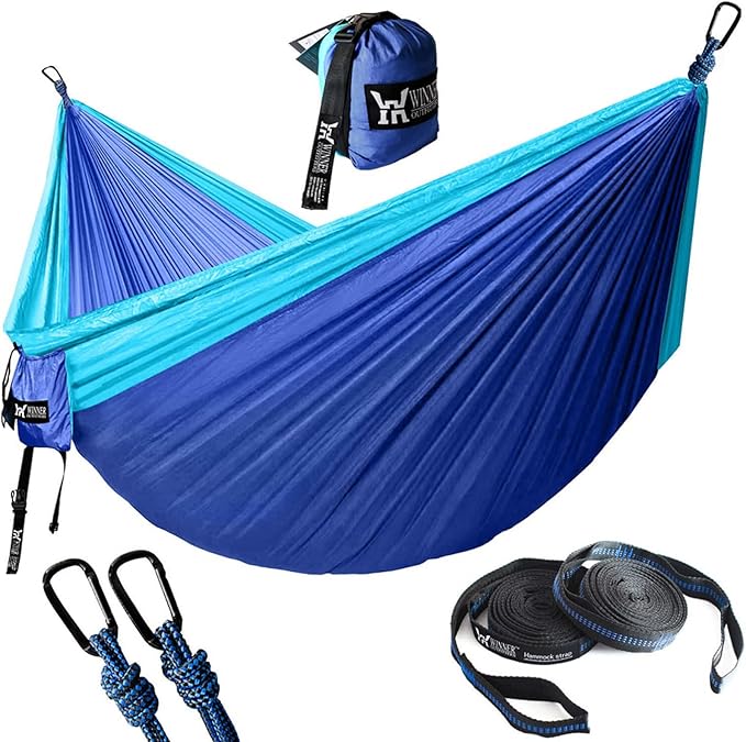 NOBRIM Hammock Camping Portable Hammocks Nylon Hammock with Tree Straps Two Carabiners Double Person Hammock Outdoor for Travel Patio