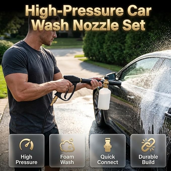Pressure Washer 15x More Powerful Than Hoses,Washer Gun Upgraded Handheld High Pressure Washer with 360 Rotating for Three Spray Modes with Foam Pot, Effortless Dirt & Stain Removal