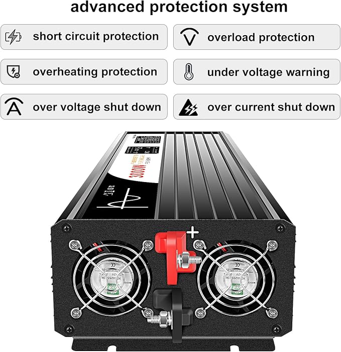 Xijia 3000W Pure Sine Wave Inverter 24V DC to 120V AC Converter for Home, RV, Truck, Off-Grid Solar Power 110V with Smart Bluetooth App Remote Control