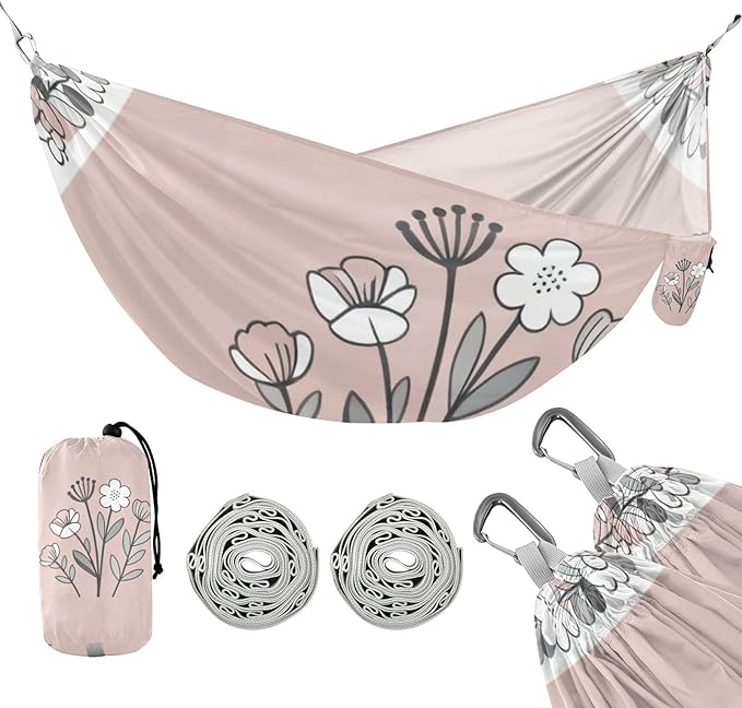 Floral Frame Hammocks with Hanging Rope Tree Hammock for Outside Patio Backyard Poolside