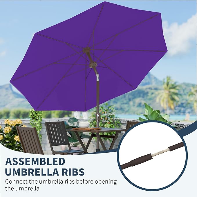 PatioKingdom 11FT Patio Umbrella,Outdoor Umbrella with Push Button Tilt and Crank,Market Table Umbrella with 8 Sturdy Fiberglass Ribs UV Protection