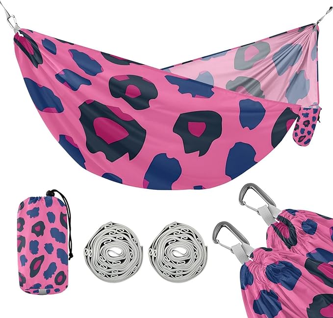 Pink Leopard Print 330lb Capacity Outdoor Hammock Indoor Hammock for Outside Patio Garden amacas para patios con Base de adultos