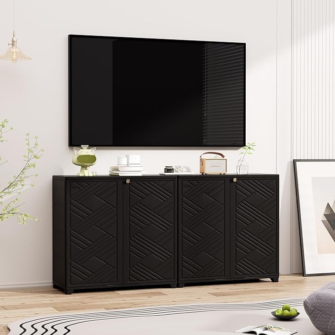 Mrosaa Outdoor/Indoor Storage Box,Resin and Plastic Storage Cabinet Waterproof,Outdoor Cabinet for Patio/Garden/Balcony/Backyard/All Room(with 2 Shelves)-Black