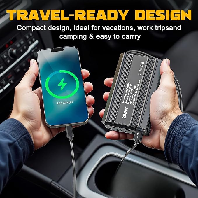 300W Power Inverter for Bosch 18V GBA Li-ion Battery DC 18V to AC 110V 120V Battery Inverter Portable Power Station Generator with 2 AC Outlet & 2 USB Ports for Camping Outdoor