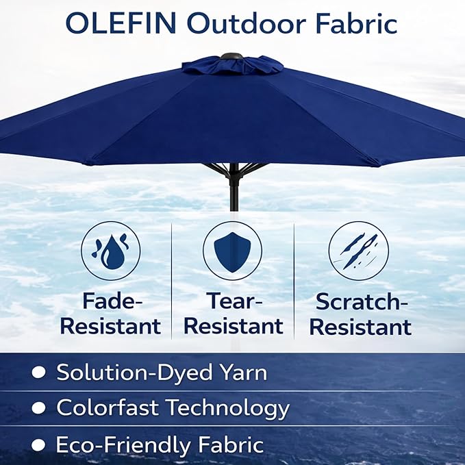 Sfmora OLEFIN 5-Year Non Fading 9ft 8Ribs Patio Umbrella Replacement Canopy, Outdoor Umbrella Canopy, Umbrella Top ONLY (Color)