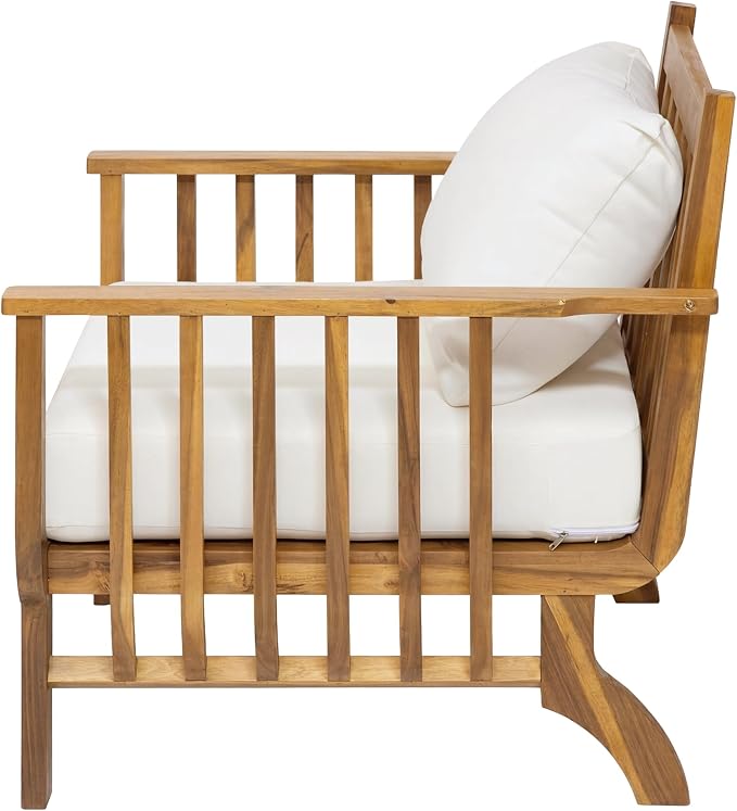 Merax 2 Piece 31.1" Mid-Century Modern Acacia Wood Outdoor Club Chair with Weather-Resistant Cushion, Patio Lounge Chair for Poolside, Deck, Backyard