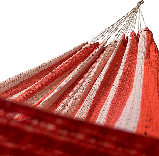Handwoven Mayan Hammock La Casa de la Hamaca - 100% Cotton Indoor & Outdoor Use Premium Artisan Craft from Mexico (Orange, Large)