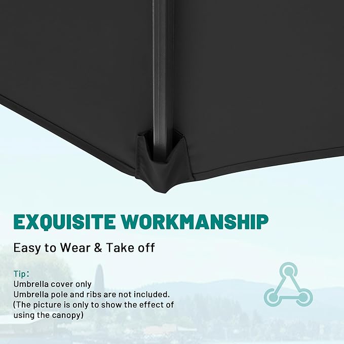 AreShark 9FT Patio Umbrella Replacement Canopy – Durable UV Protective Outdoor Table Market Umbrella Top for 8 Ribs, Canopy Only with Air Vent