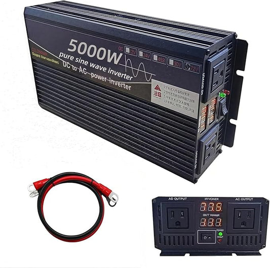 5000 Watt Power Inverter 12V DC to 220V AC Converter, RV Inverter, LED Display with 2 AC Outlets Dual Fans Radiating, for RV, Camp and Home, Electric Tool Pure Sine Wave Inverter (220V, 5000W 12V)
