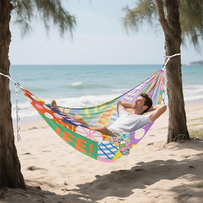 Colorful Cartoon Life Modern 330lb Capacity Outdoor Hammock with Hanging Rope Hanging Hammock for Outside Patio Garden hamaca para acampar