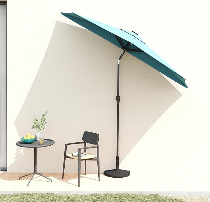 Helios&Hestia 9 ft Small Half Round Wall Outdoor Market Patio Umbrella with Tilt and Crank for Garden, Deck, Balcony