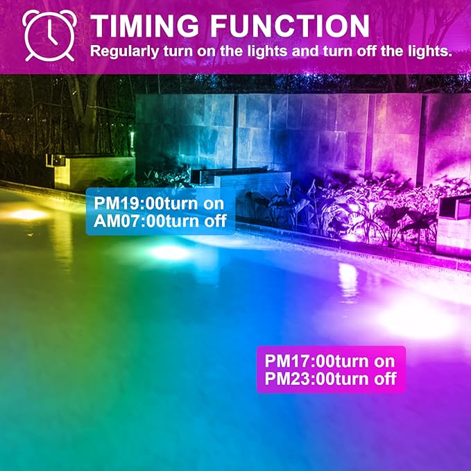 LED Flood Light Outdoor 500W Equivalent Color Changing Landscape Lighting, 24H Timing+120 Colors Strobe+2700K Warm White+DIY Flash, IP66 Waterproof Up Stage House RGB Led Light Indoor US 3-Plug 6Pack