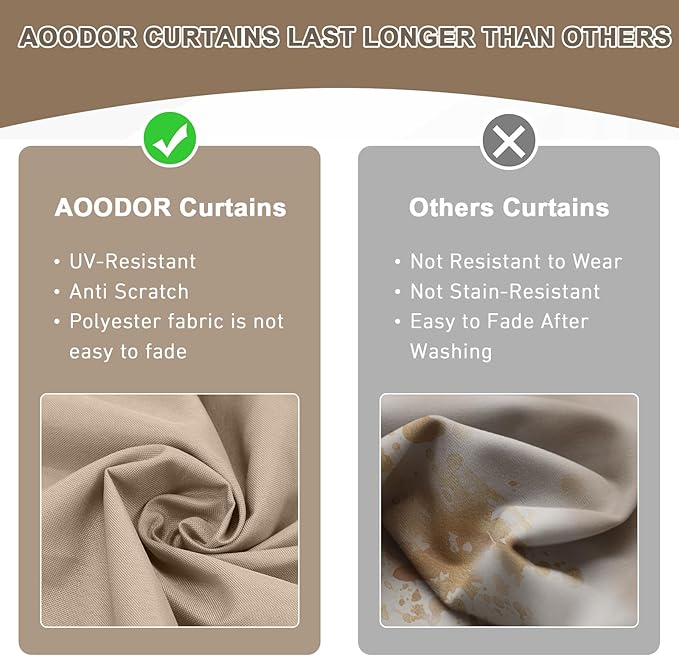 Aoodor 10x13 ft Outdoor Gazebo Curtains, 4 Panels Waterproof Privacy Sidewall Replacement with Zipper for Patio Pergola and Canopy, Sand Yellow and Khaki