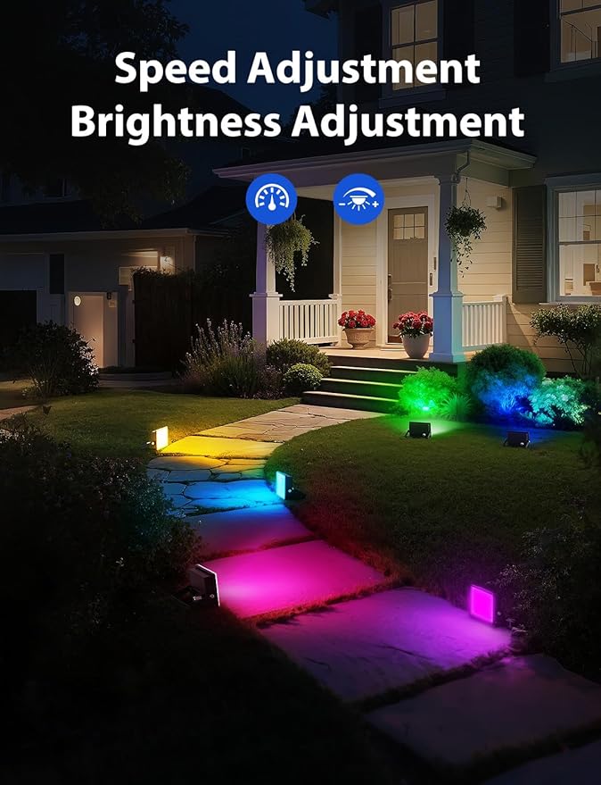 Onforu RGBW Flood Lights Outdoor with Remote, Color Changing LED Landscape Lights, IP65 Waterproof Uplights for Events, Uplighting for Halloween Christmas Garden Yard Party, Wired 4 Pack
