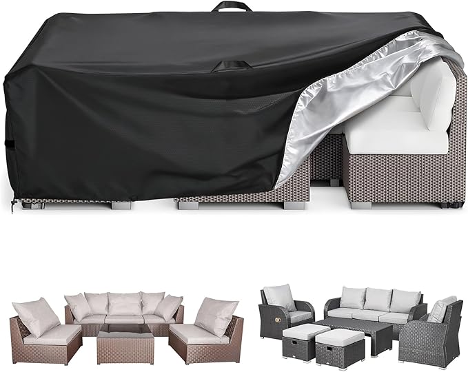 LBTING Patio Furniture Cover, Outdoor Table Chair Sofa Desk Covers 89L x 59W x 28H Inches, 420D Waterproof Windproof Dust-proof UV-Resistant Furniture Cover - Black