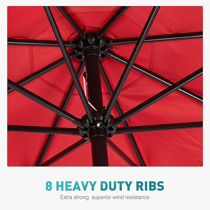 OLIXIS 9FT Patio Umbrella with Tilt and Crank Button & Sturdy Ribs Waterproof, 9Feet Patio Table Umbrella Perfect for Poolside, Terrace, Beach and Outdoor Restaurant