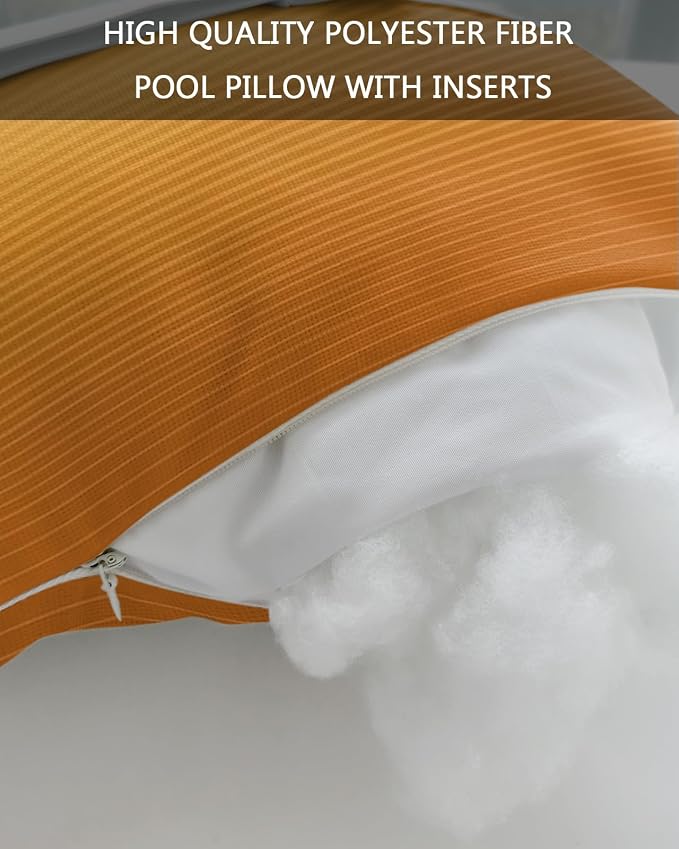 Outdoor Pillows Covers with Inserts Grey Yellow Orange Ombre Stripe Line Gradient Waterproof Recliner Pillow with Adjustable Strap Throw Pillows for Patio Furniture Pool Lounge Chair, 12x20 Inch, 2PCS