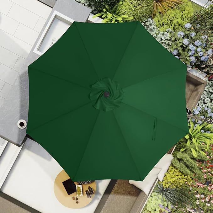 MASTERCANOPY Patio Umbrella 10 ft Replacement Canopy for 8 Ribs-Forest Green Canopy Only