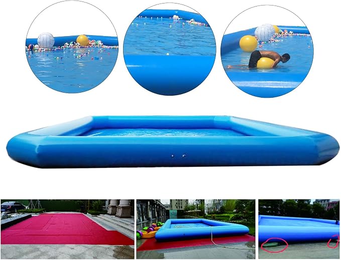 INTBUYING Inflatable Water Pool 23x23x1.8ft PVC Inflatable Swimming Pool for Play Water Walking Ball Wading Pool with 800W Blower for Family Summer Outdoor Garden Water Play